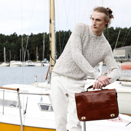 Шкіряний портфель для ноутбука - Illusions - коричневий Time Resistance 5193401