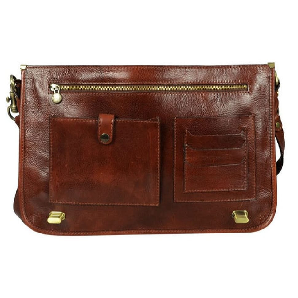 Шкіряний портфель для ноутбука - Illusions - коричневий Time Resistance 5193401