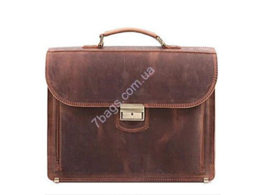 Практичный мужской портфель ручной работы из натуральной кожи Crazy Horse