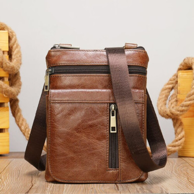 Барсетка мужская из натуральной кожи 14989 Vintage Коричневая