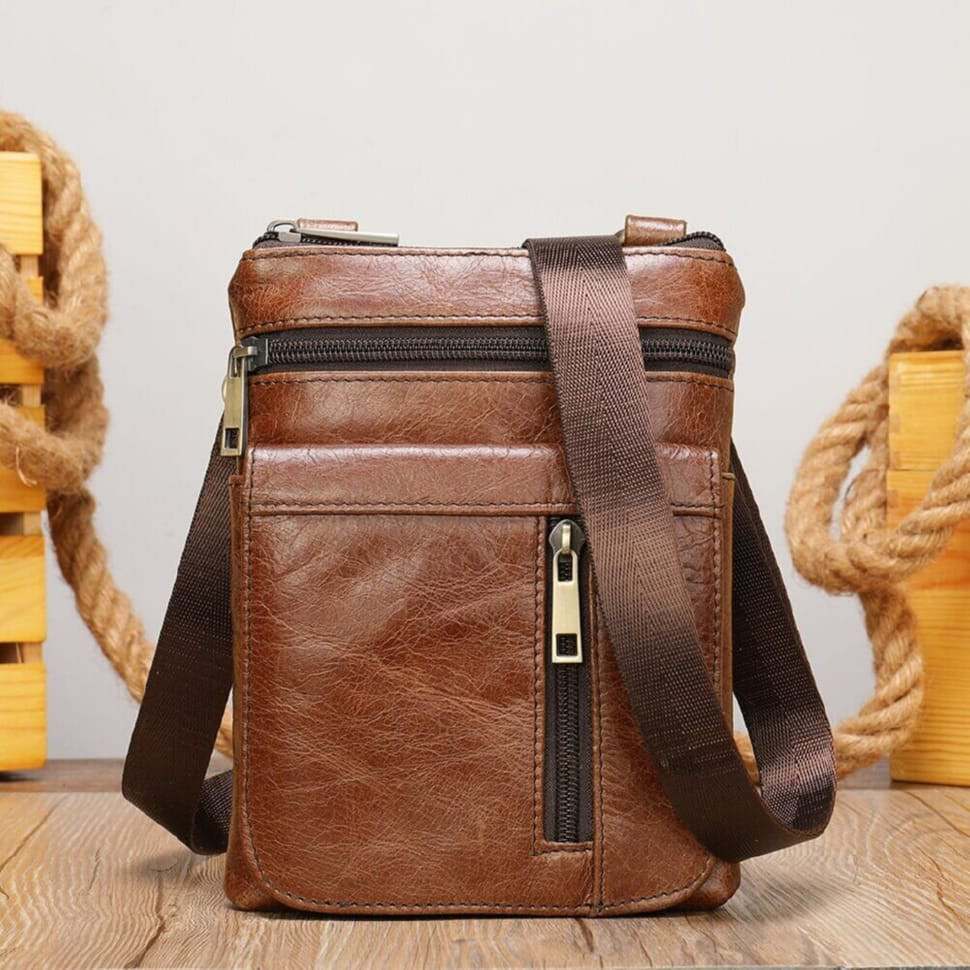 Барсетка мужская из натуральной кожи 14989 Vintage Коричневая