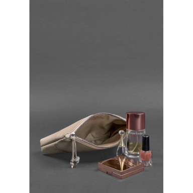 Women's leather cosmetic bag light beige