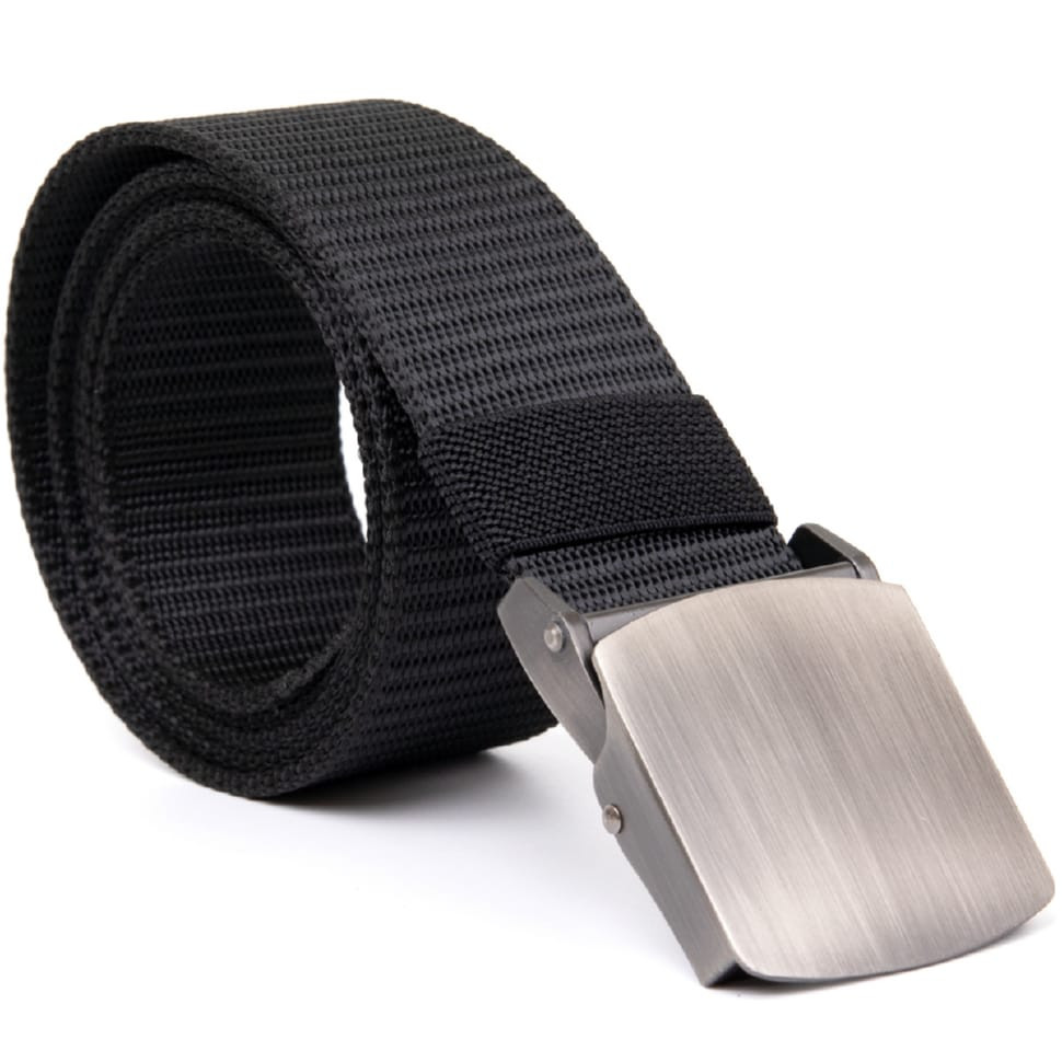 Текстильный ремень с серебристой пряжкой Vintage 20541 Черный