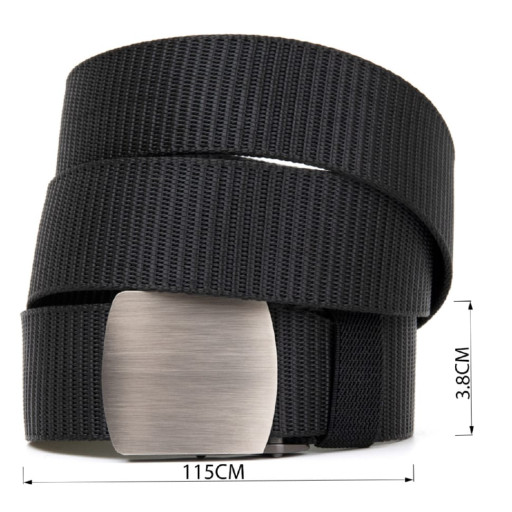 Текстильний ремінь із сріблястою пряжкою Vintage 20541 Чорний