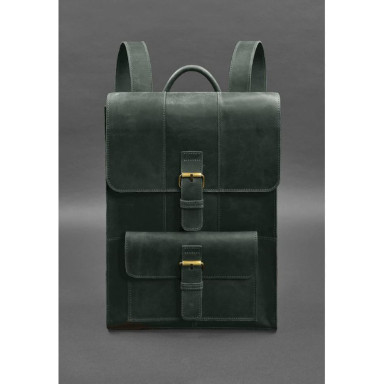 Brit leather backpack green Crazy Horse