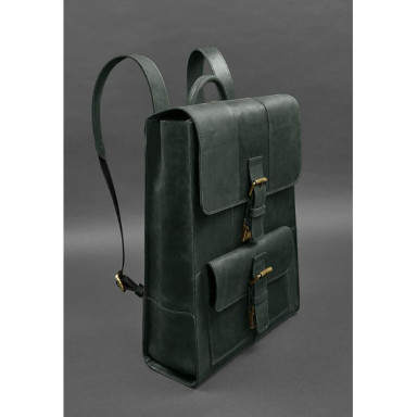 Brit leather backpack green Crazy Horse