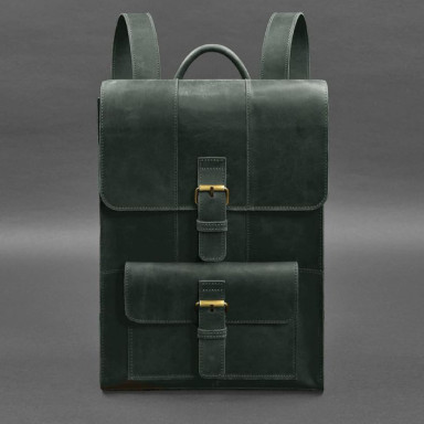 Brit leather backpack green Crazy Horse