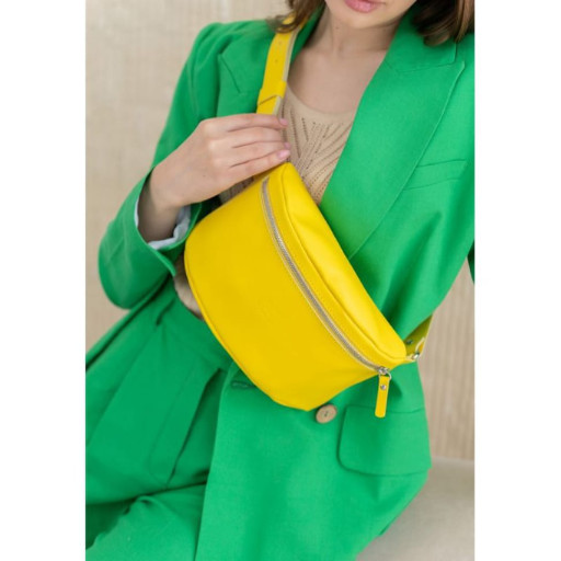 Шкіряна поясна сумка жовта