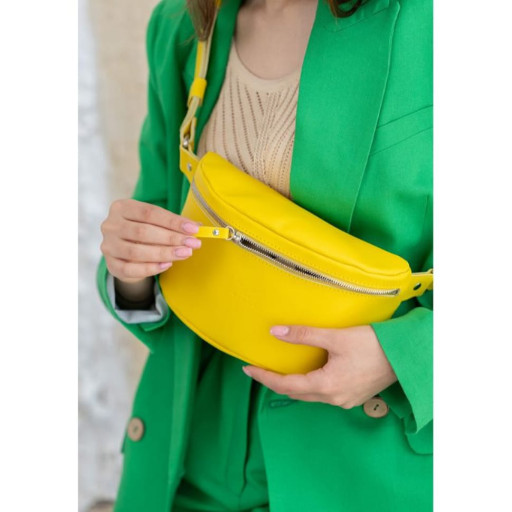 Шкіряна поясна сумка жовта