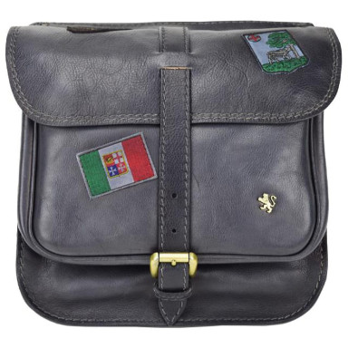 Pratesi BGR135 - Bisaccia Cross Body Bag in cow leather Bruce Grey