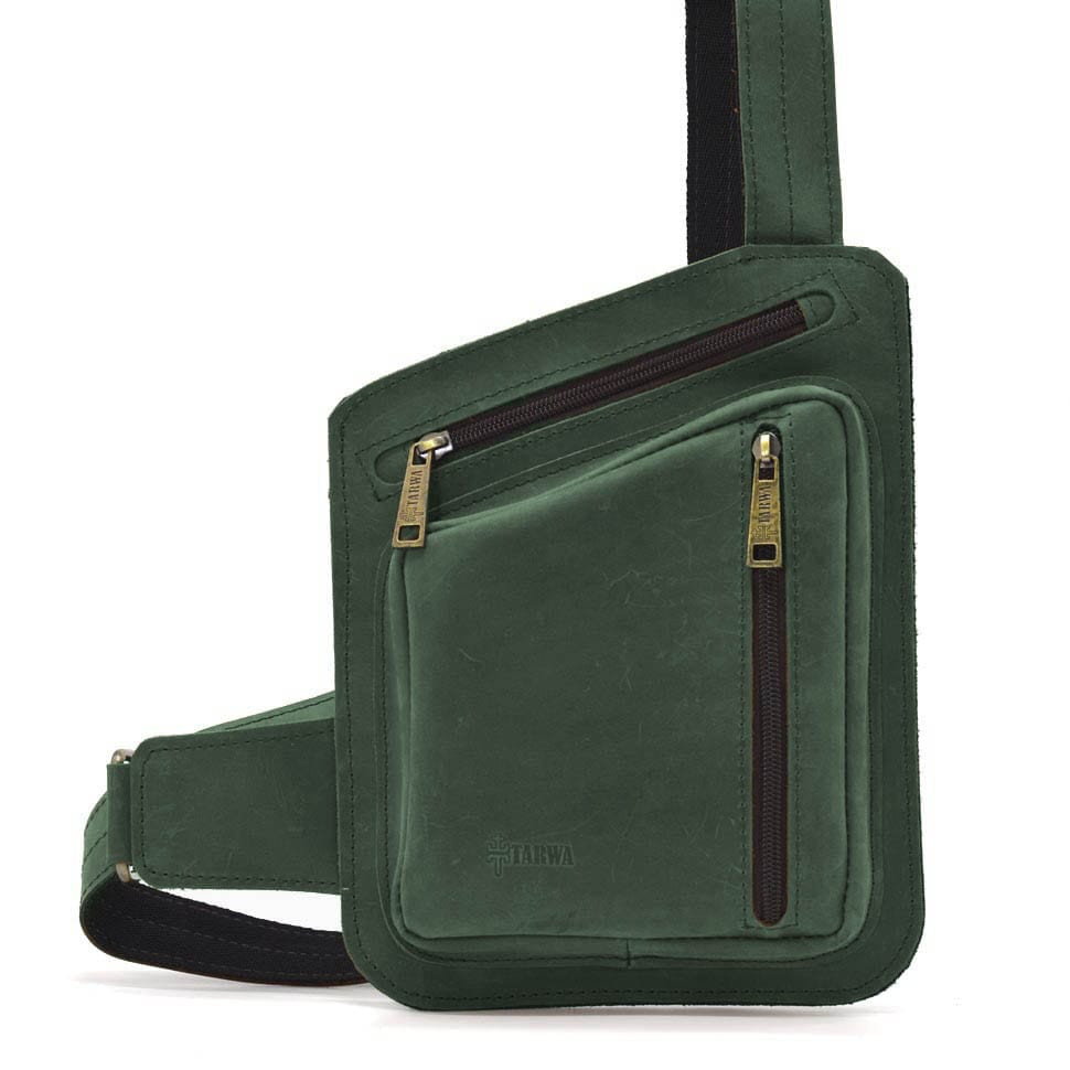 Шкіряна нагрудна сумка, рюкзак-слінг із кінської шкіри TARWA RE-235-3md