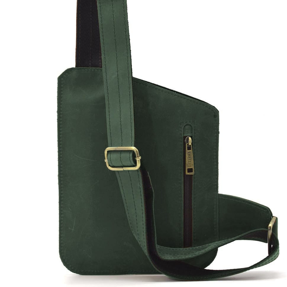 Шкіряна нагрудна сумка, рюкзак-слінг із кінської шкіри TARWA RE-235-3md