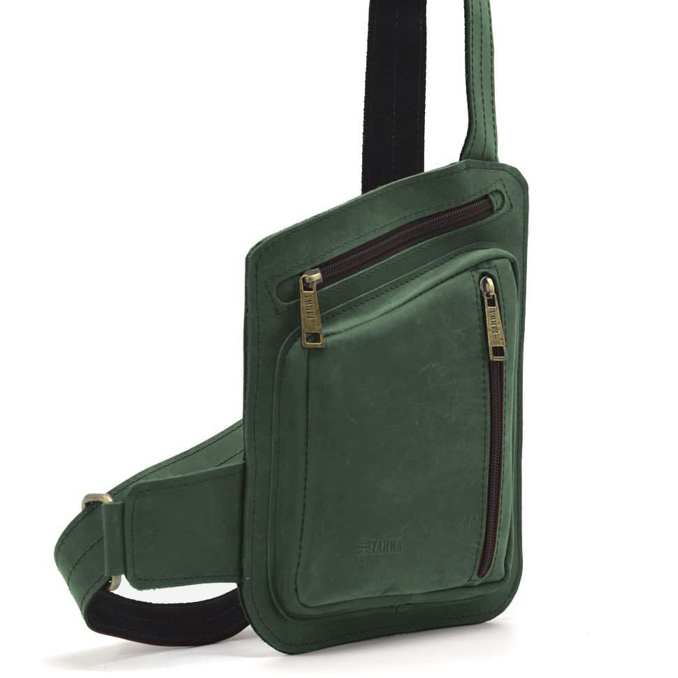 Шкіряна нагрудна сумка, рюкзак-слінг із кінської шкіри TARWA RE-235-3md