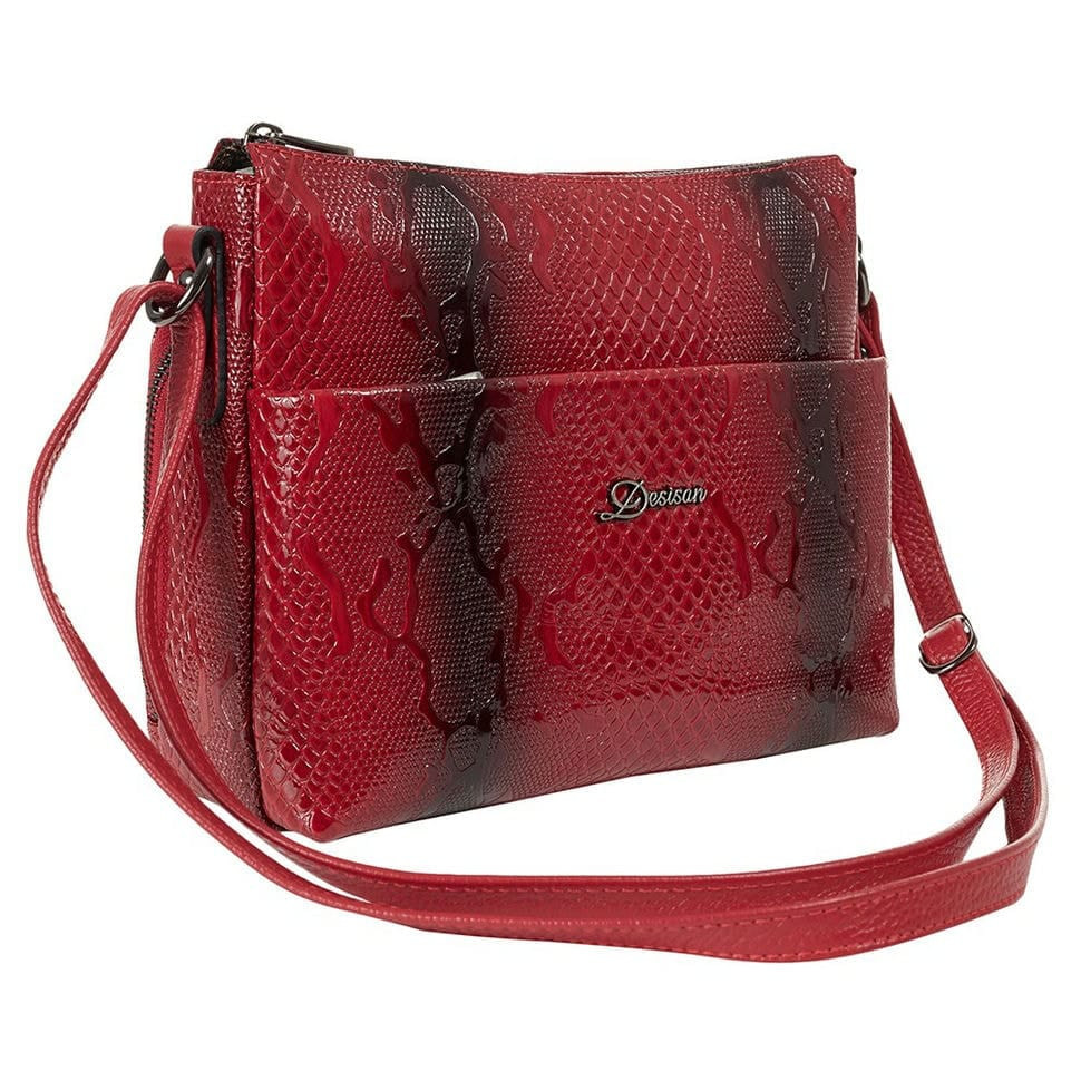 Сумка жіноча шкіра Desisan 3015-500 червоний візерунок
