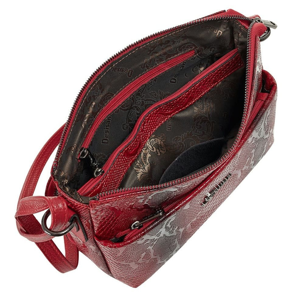 Сумка жіноча шкіра Desisan 3015-500 червоний візерунок