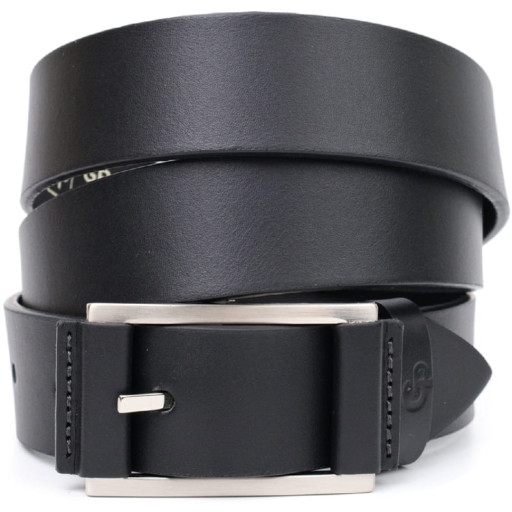 Брючний шкіряний ремінь для чоловіків із квадратною пряжкою GRANDE PELLE 11679 Чорний