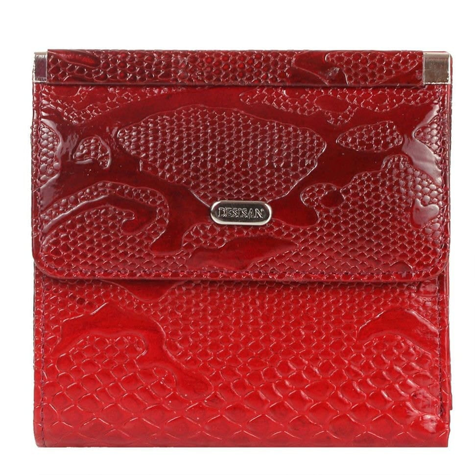 Жіноче шкіряне портмоне Desisan 067-500 червоний візерунок лак