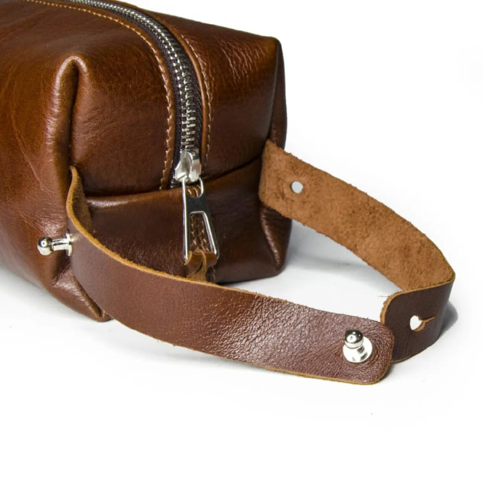 Чоловіча косметичка шкіра несесер Grande Pelle 804623 коньячна велика