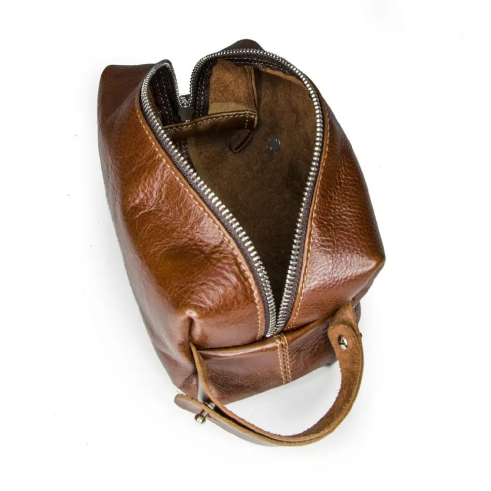 Чоловіча косметичка шкіра несесер Grande Pelle 804623 коньячна велика