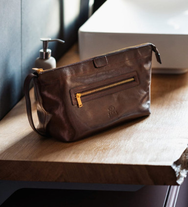 Жіноча шкіряна косметичка Dopp Kit - Ragtime - Коричневий колір - Time Resistance 5239101W