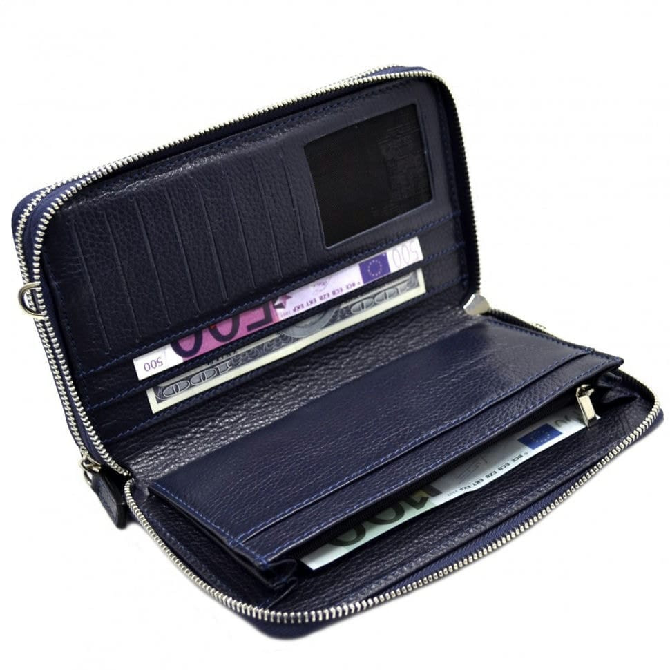 Барсетка кистьова шкіряна DESISAN 256-315 синій флотар