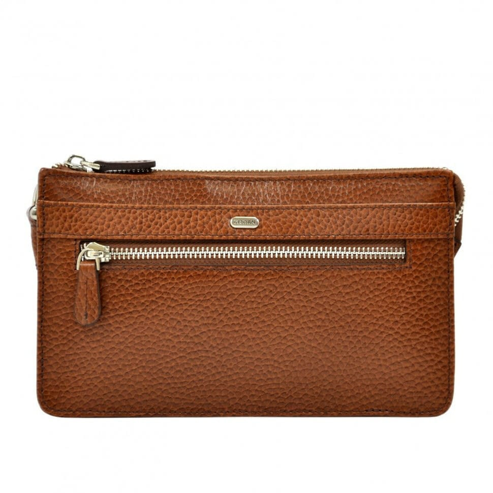 Барсетка шкіряна кистьова DESISAN 347-015 рудий флотар