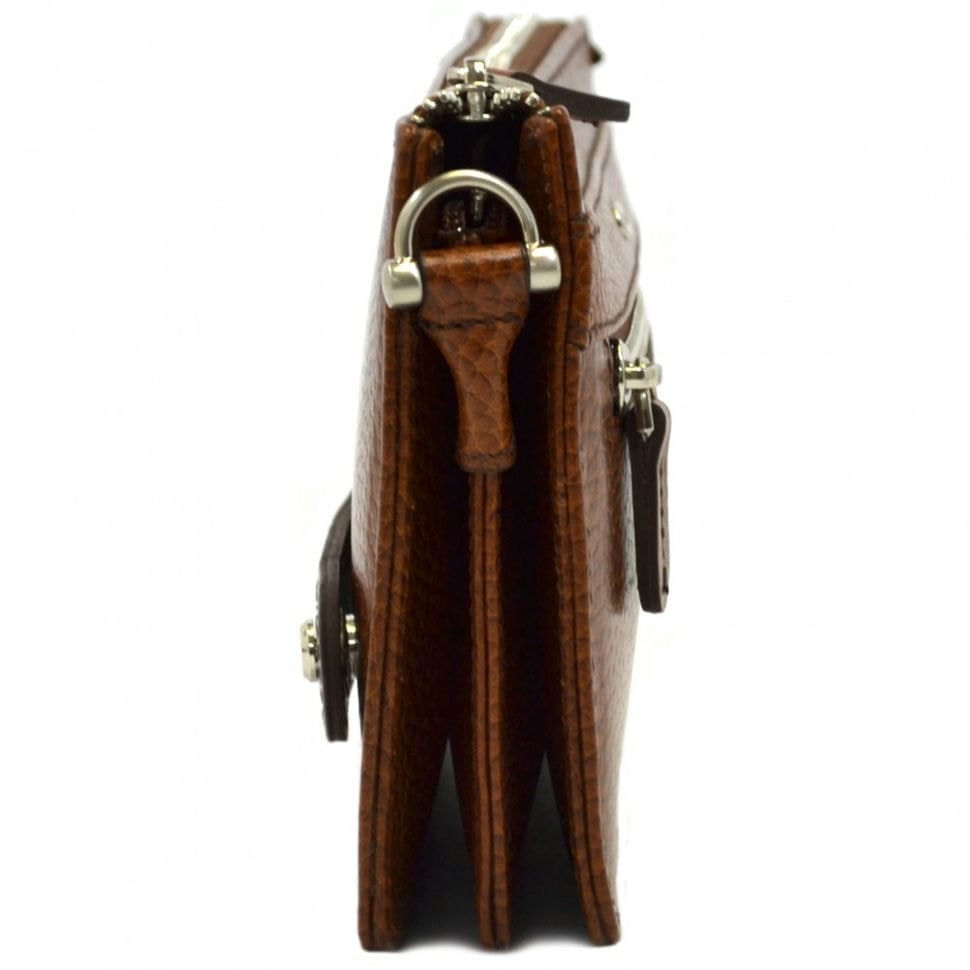 Барсетка шкіряна кистьова DESISAN 347-015 рудий флотар