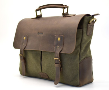 Мужская сумка-портфель кожа+парусина RCH-3960-4lx от украинского бренда TARWA