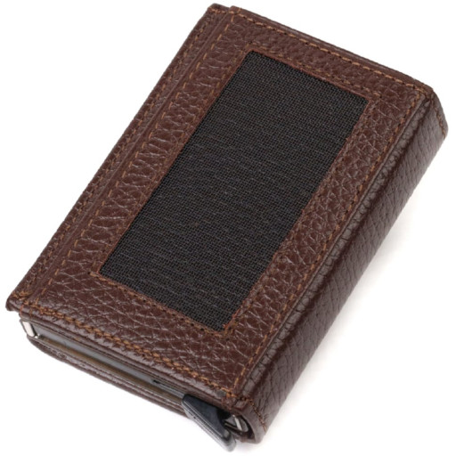 Чоловічий картхолдер три складення з автоматичним механізмом з натуральної шкіри флотар CANPELLINI 21934 Коричневий