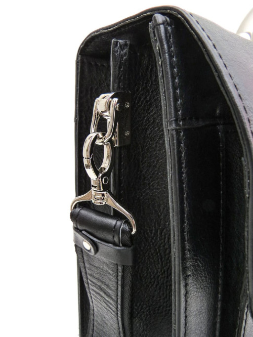 Чорний шкіряний портфель на два відділення Newery N1587GA