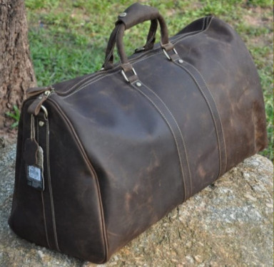 Large Vintage Horse Leather Travel Bag