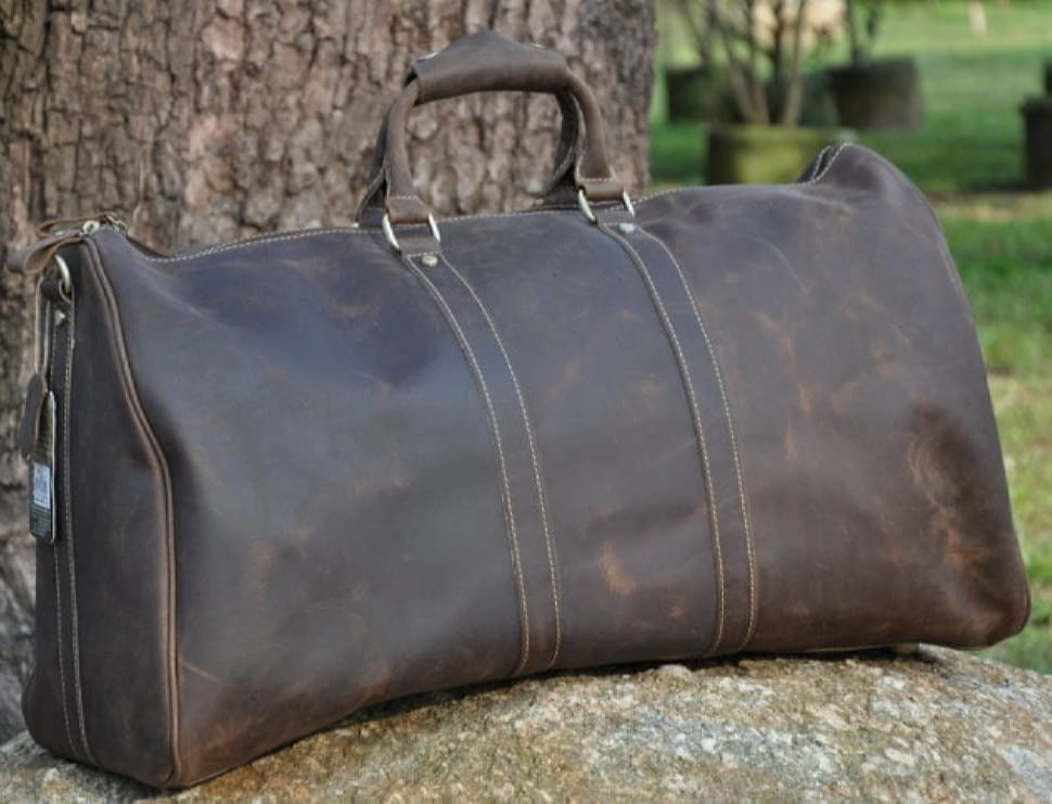 Велика вінтажна дорожня сумка з кінської шкіри