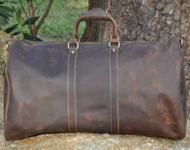 Large Vintage Horse Leather Travel Bag