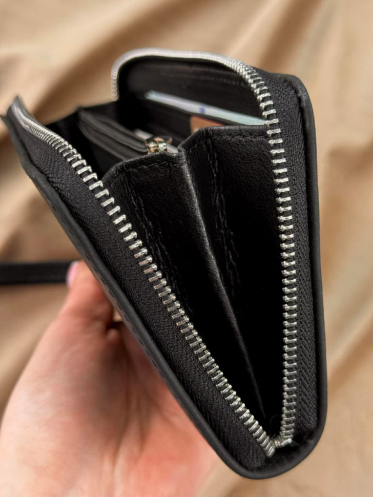 Leather clutch-wallet made of genuine Crazy Horse leather (black)