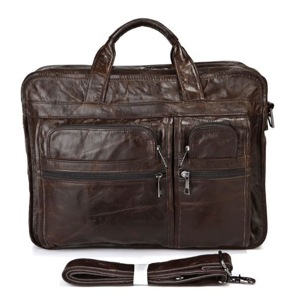 Large leather bag for documents or laptop 7093Q by John McDee