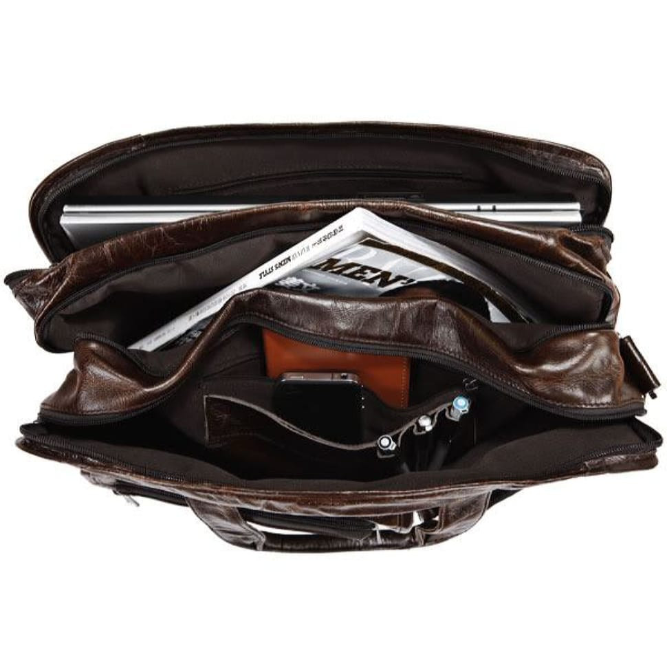 Large leather bag for documents or laptop 7093Q by John McDee
