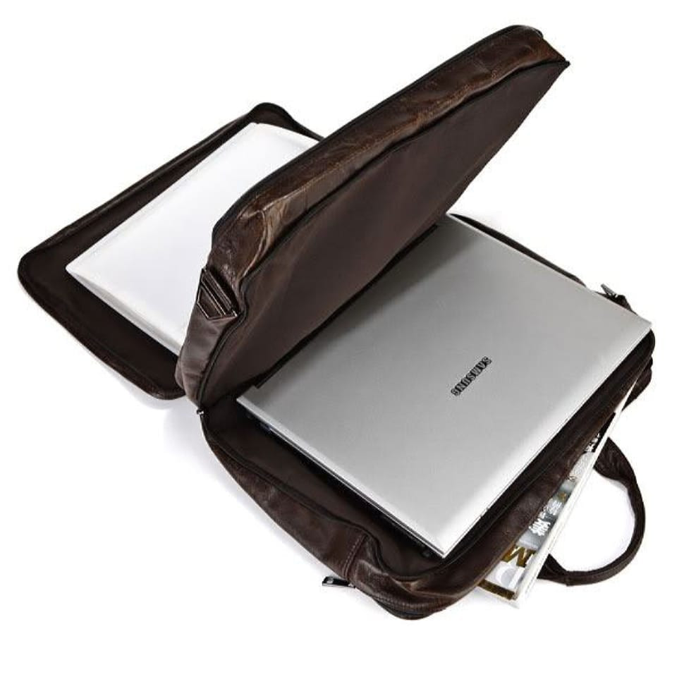 Large leather bag for documents or laptop 7093Q by John McDee