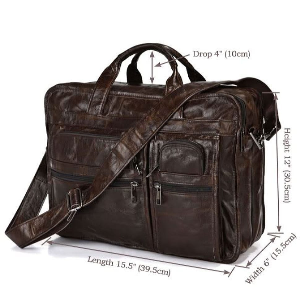 Large leather bag for documents or laptop 7093Q by John McDee