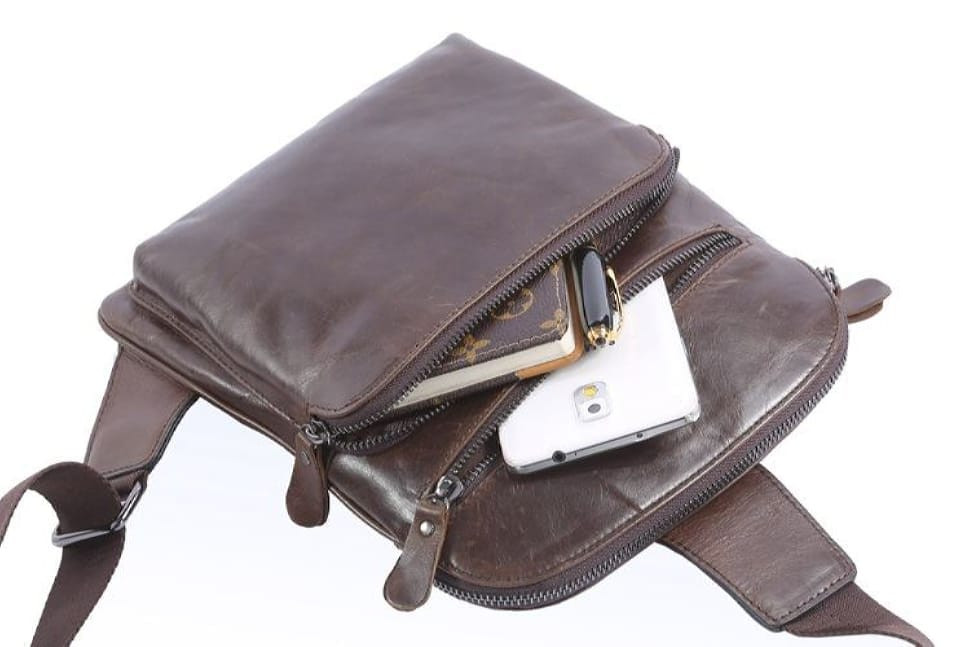 Шкіряний рюкзак слінг моношлейка, теляча шкіра 7195C