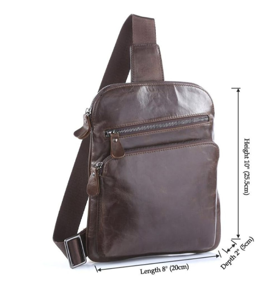 Шкіряний рюкзак слінг моношлейка, теляча шкіра 7195C