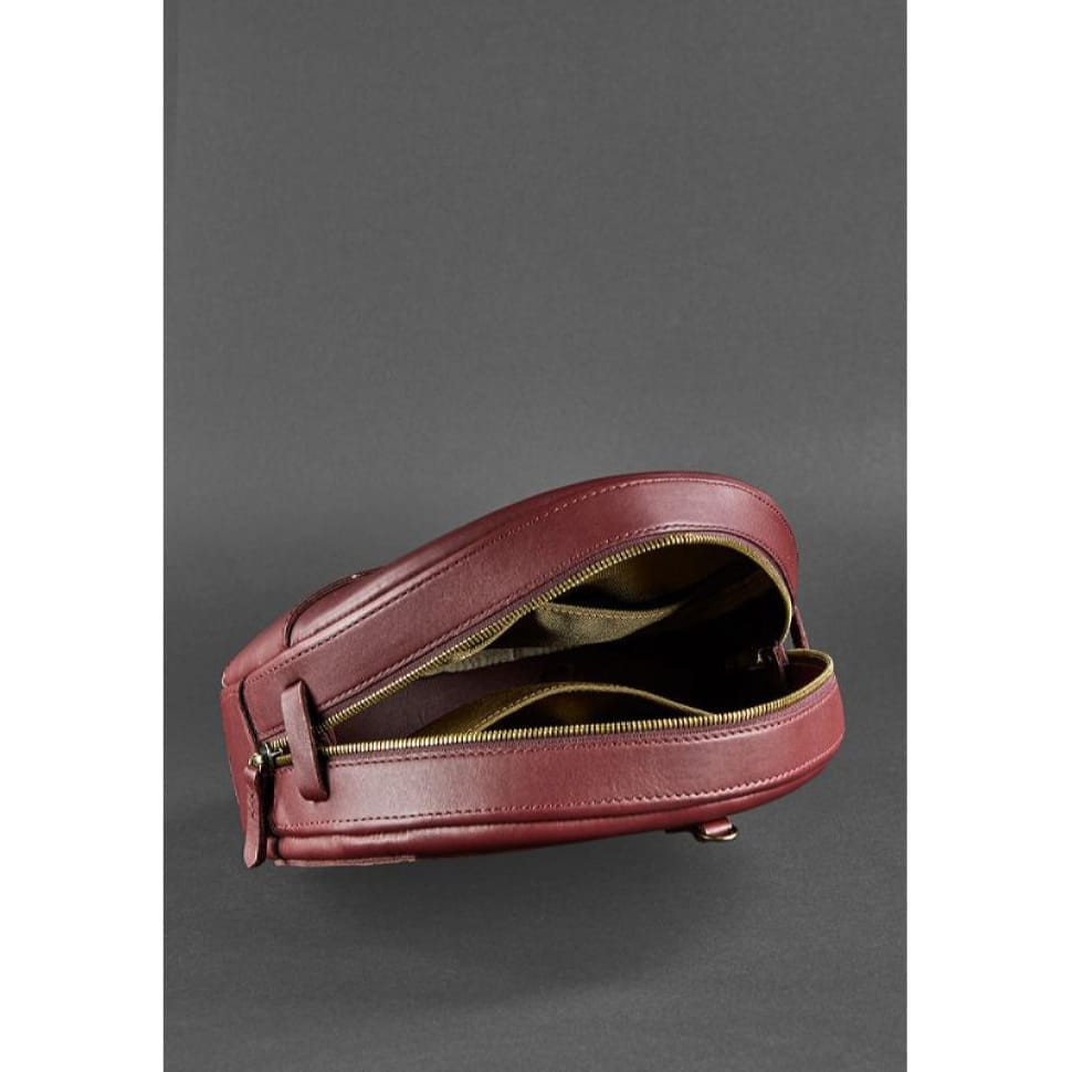 Шкіряна жіноча кругла сумка-рюкзак Maxi бордова