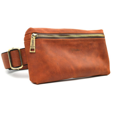 Waist bag made of genuine leather crazy RB-1818-3md TARWA cognac