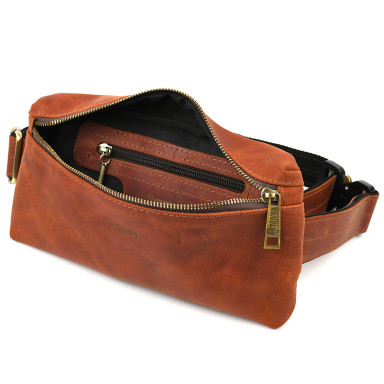 Waist bag made of genuine leather crazy RB-1818-3md TARWA cognac