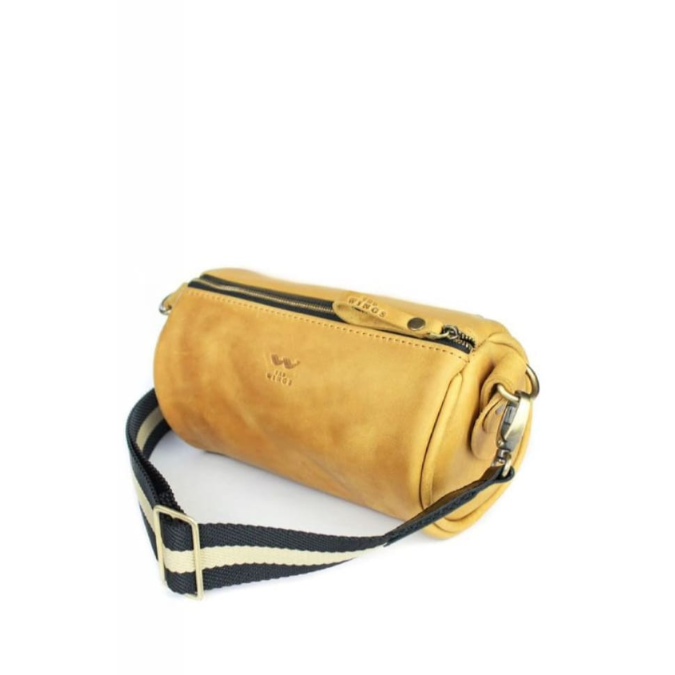 Cylinder yellow vintage leather crossbody bag