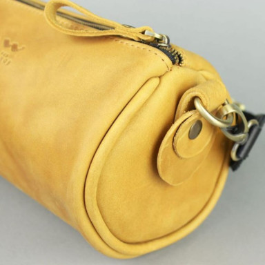 Cylinder yellow vintage leather crossbody bag