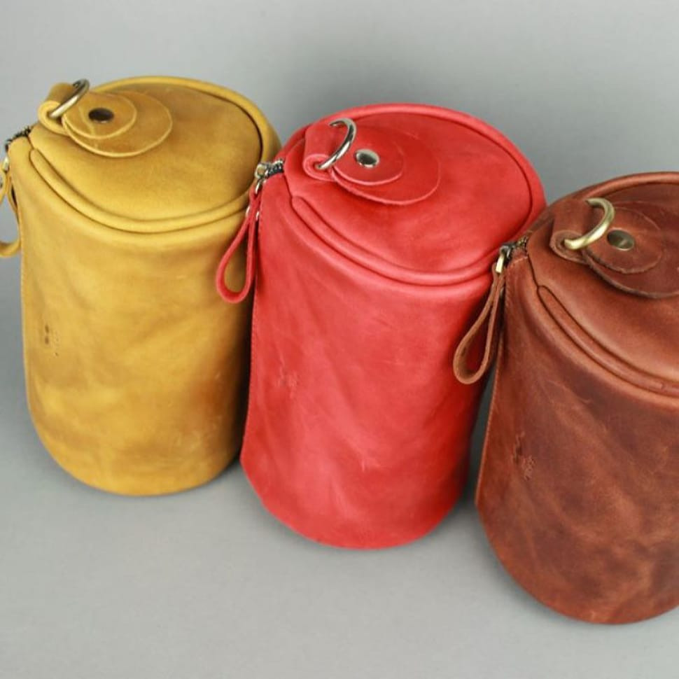 Cylinder yellow vintage leather crossbody bag