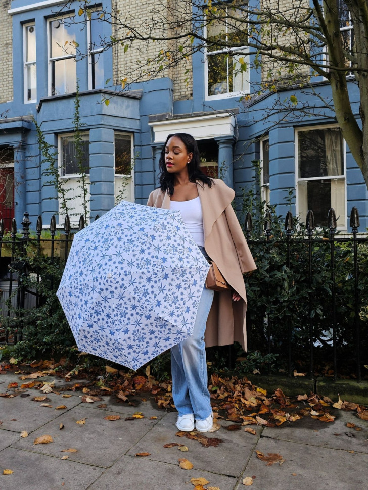 Жіноча парасолька Fulton L907-041826 Morris & Co Minilite-2 UV Daisy Blue Ivory