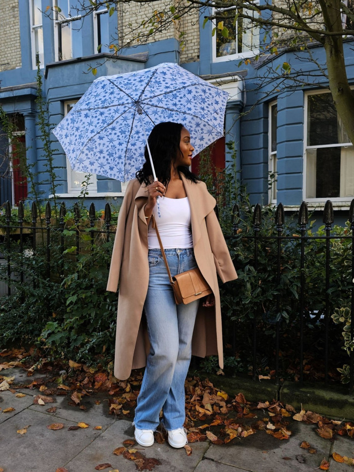 Жіноча парасолька Fulton L907-041826 Morris & Co Minilite-2 UV Daisy Blue Ivory