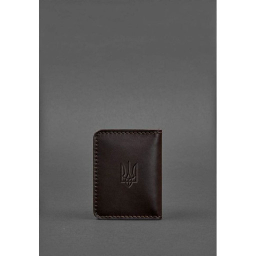 Шкіряна обкладинка для ID-паспорта та прав водія 4.1 коричнева з гербом України