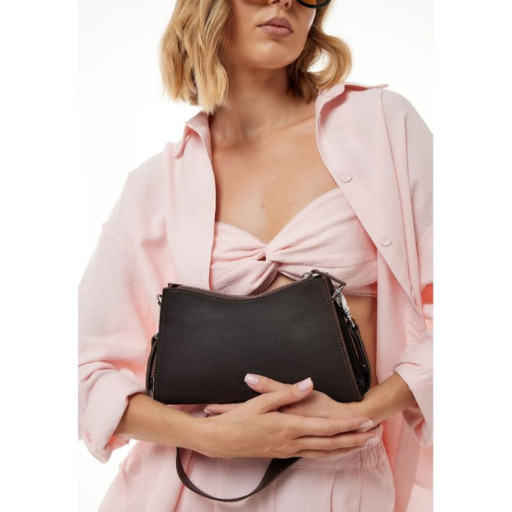 Жіноча шкіряна сумка Sally темно-коричнева